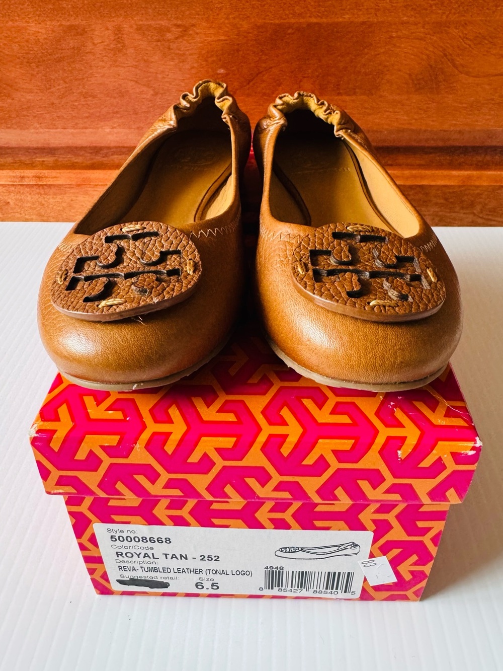 Tory Burch Royal Tan Reva Tumbled Leather